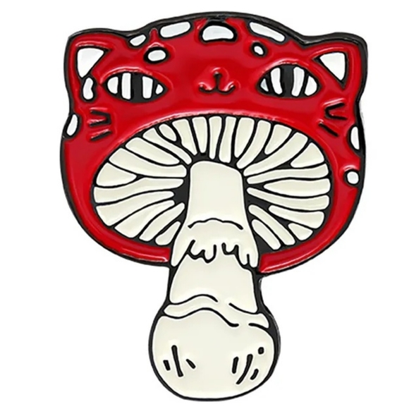 Cat mushroom enamel pin - Picture 4 of 7